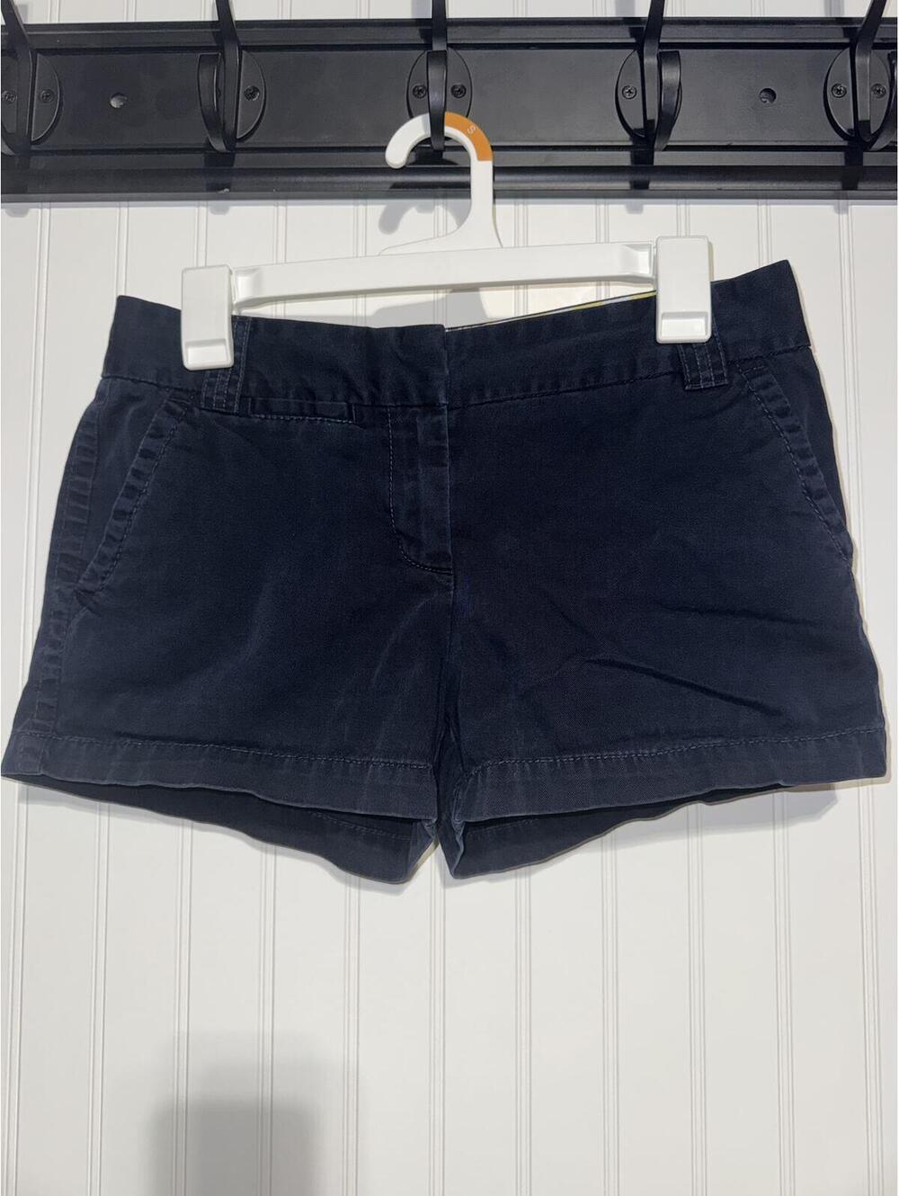 J Crew Navy Blue Chino City Fit Weathered Cotton Shorts Size 2